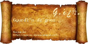 Gyurán Ágnes névjegykártya